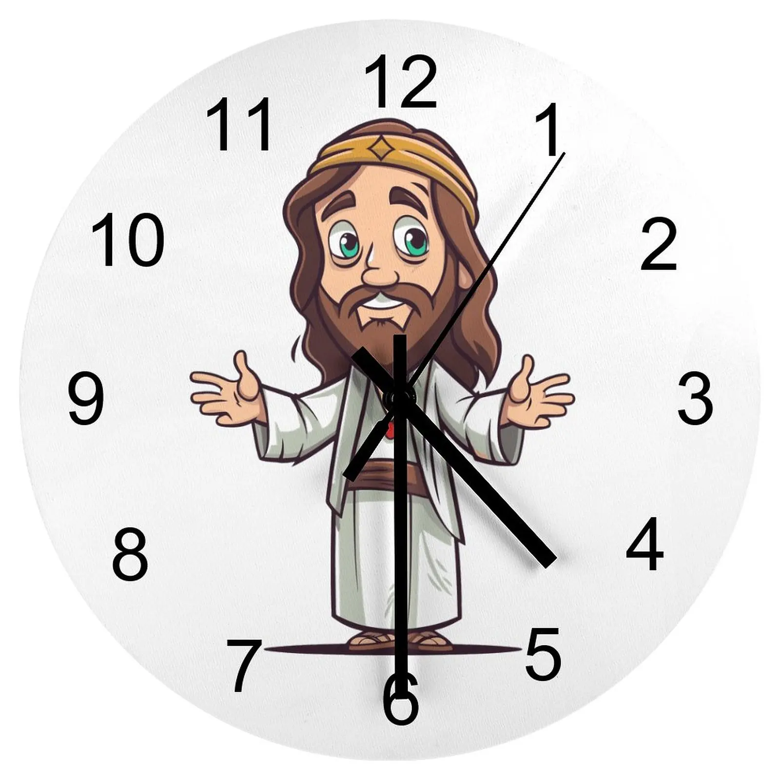 Kitchen Wall Clock Religious Christ Bible Jesus Clocks 12 inch Silent Fashion Round Artistic DIY Theme Retro