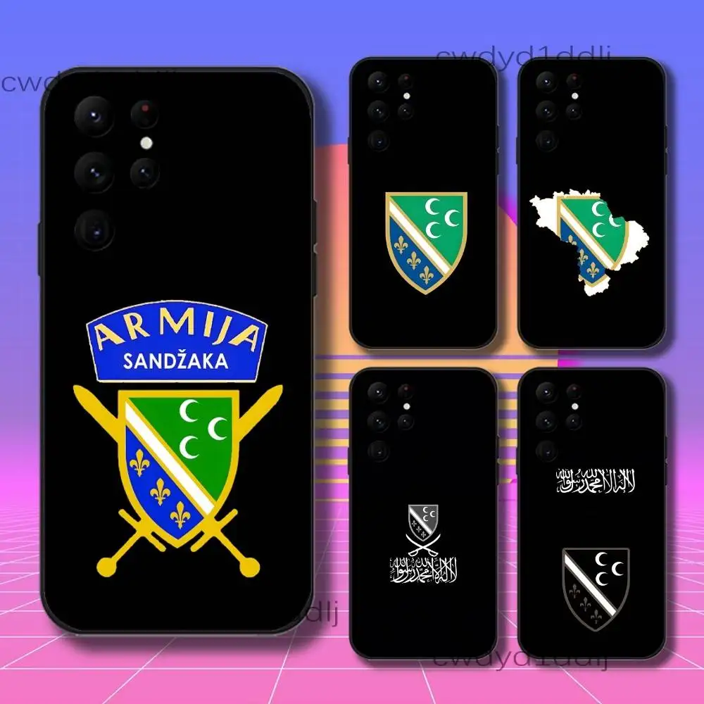 

S-Sandjak Flag Sandzak Phone Case For Samsung S10,S21,FE,S21 ,S26,S25,S24,S23,Ultra,S9,S22,Plus Black Shockproof Silicone Sof