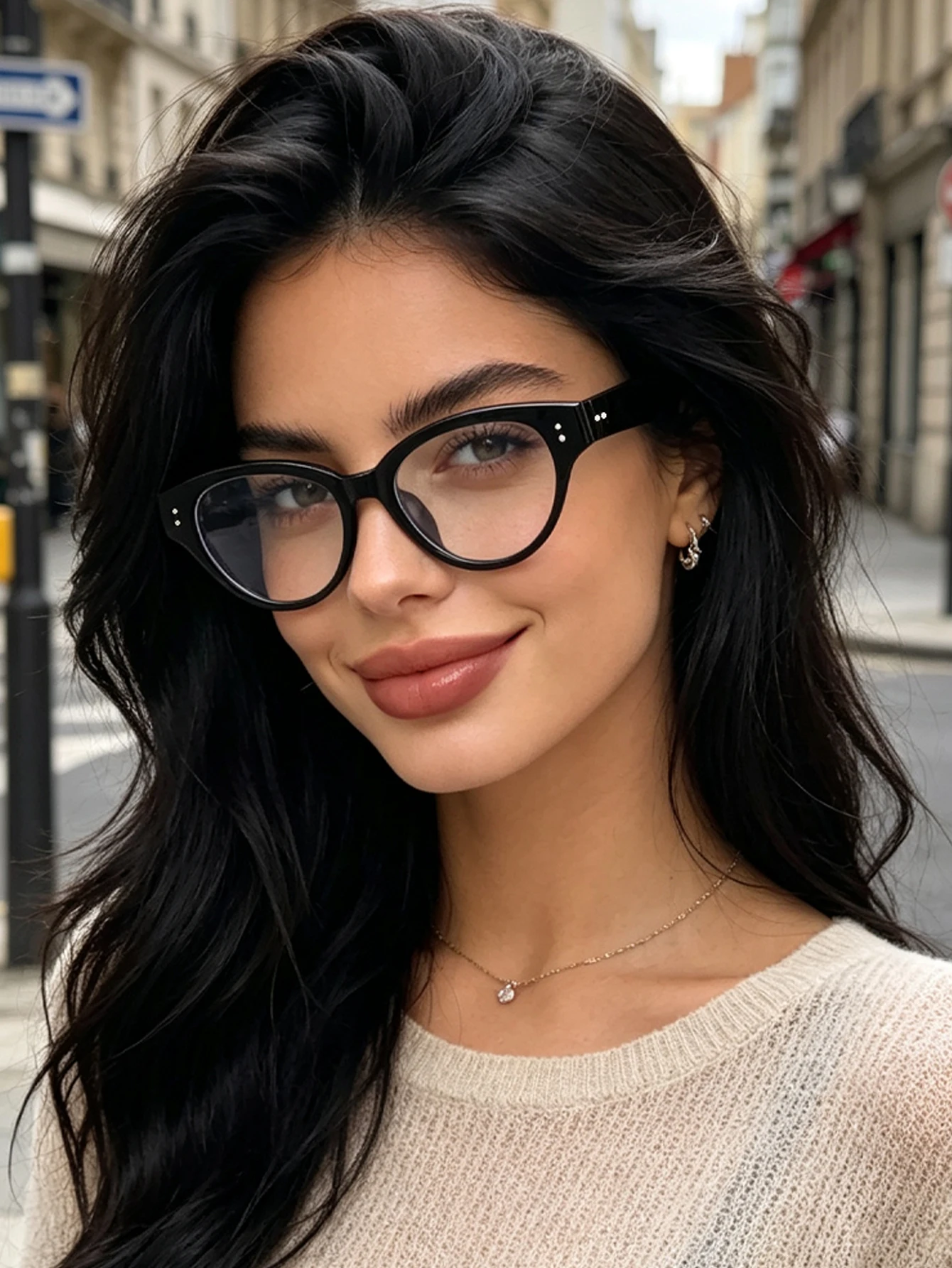 Photography Fashion - 1pc texture cat's eye fashion glasses