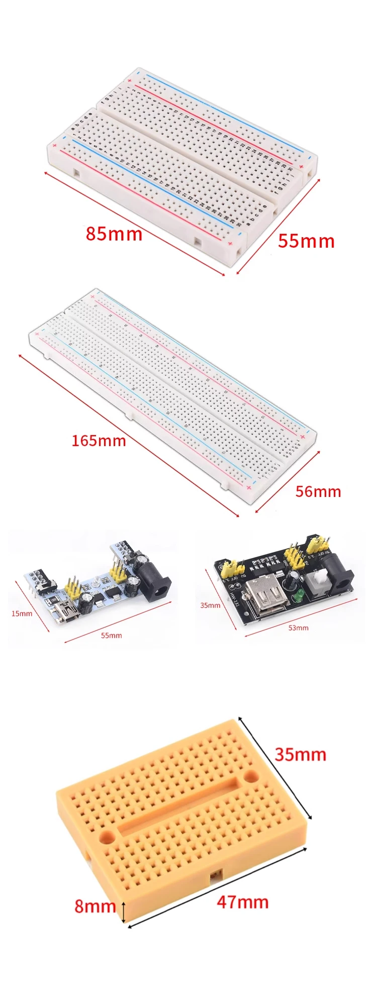 Snvi MB-102 SYB-170 Breadboard 400 830 Punkte Lötfreie Leiterplatte Test-Entwicklungs-Board mit Dupont-Leitungen DIY für Arduino Labor – Detail 3