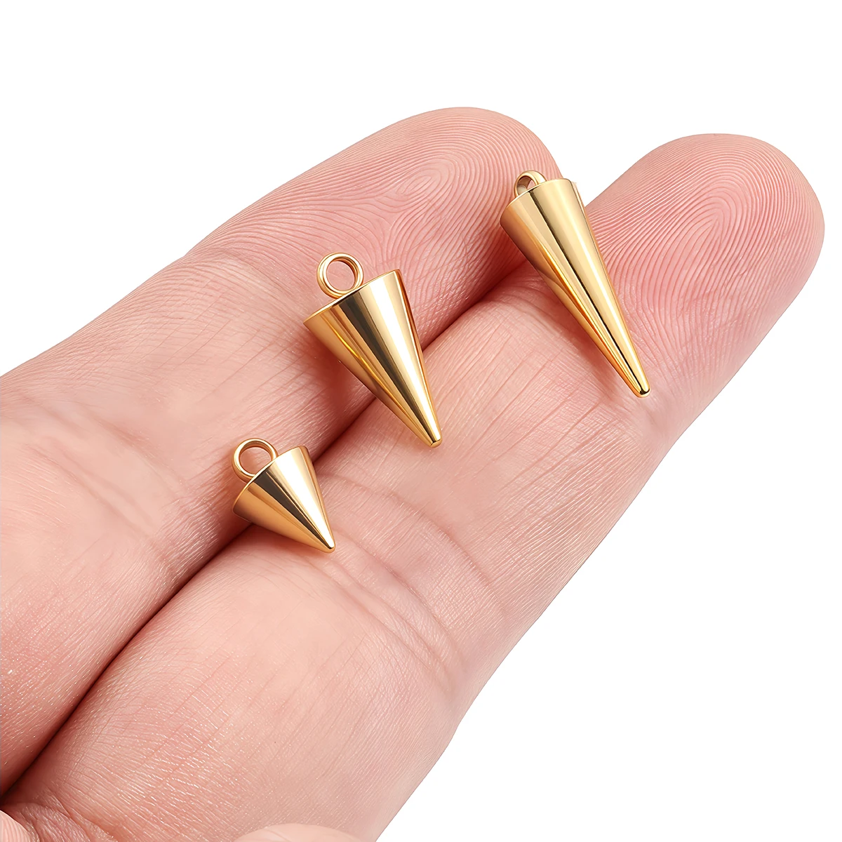 5/10 pçs de aço inoxidável cone encantos pingentes retro bala pico grânulo charme para colar brinco pulseira jóias fazendo descobertas