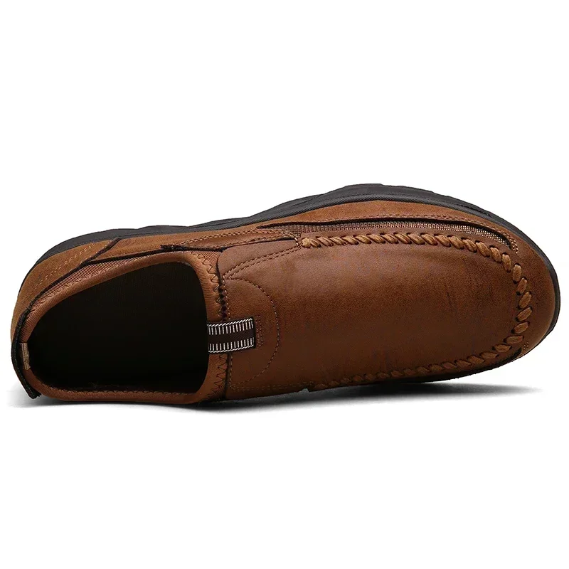 Leather Men Casual Shoes Comfortable Man Walking Runnning Sneakers Breathable Man Loafers Slip on Driving Shoes Zapatos Size 48