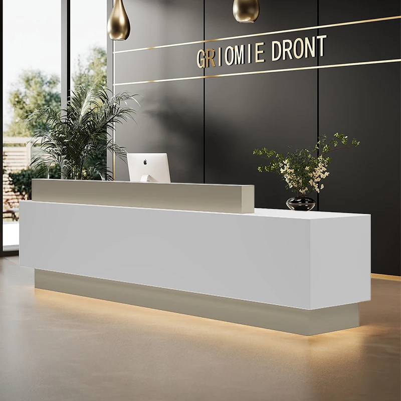 

Luxury Front Desk Reception Counter Checkout Classic Modern Reception Desks White Beauty Salon Mostrador De Tienda Furniture