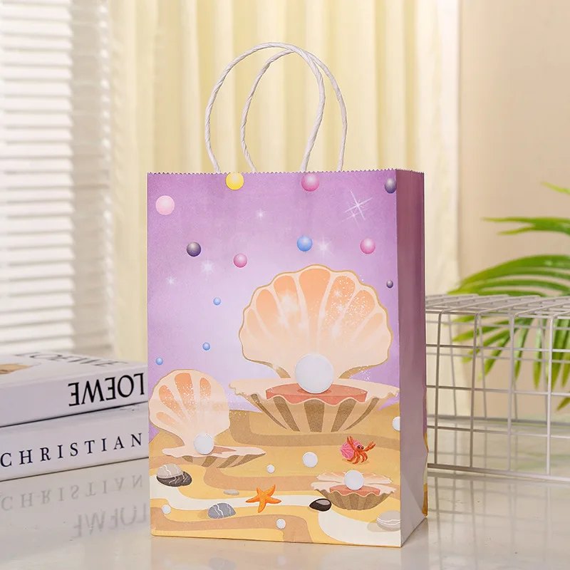 6/12pcs Mermaid Tail Paper Gift Bags Cookie Candy Packaging Bag Favor Kid Girl Mermaid Birthday Decoration Baby Shower Supplies