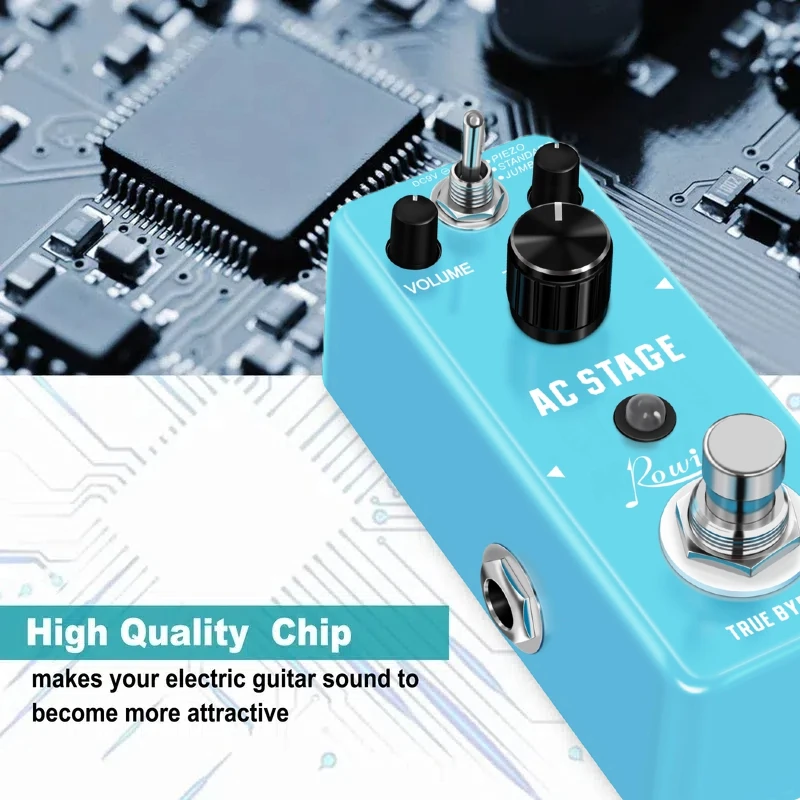 Rowin AC Stage Acoustic Guitar Effect Pedal Acoustic Simulator Effector Mini Pedal Jumbo Folk Guitar Parts Pure Sky Blue