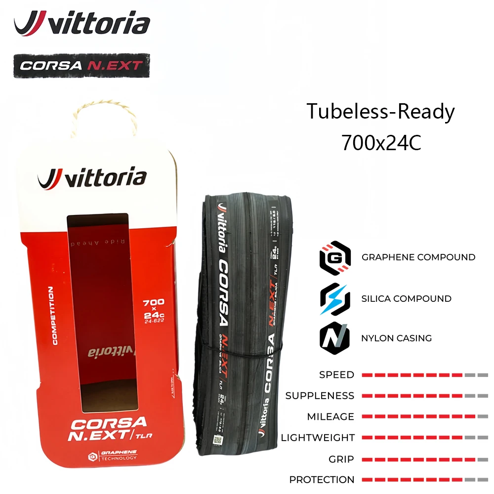Vittoria Corsa N.EXT Schlauchlos-Faltreifen für Rennräder, pannensicher, 700x24C/26C/28C/29C Fahrradreifen – Detail 6
