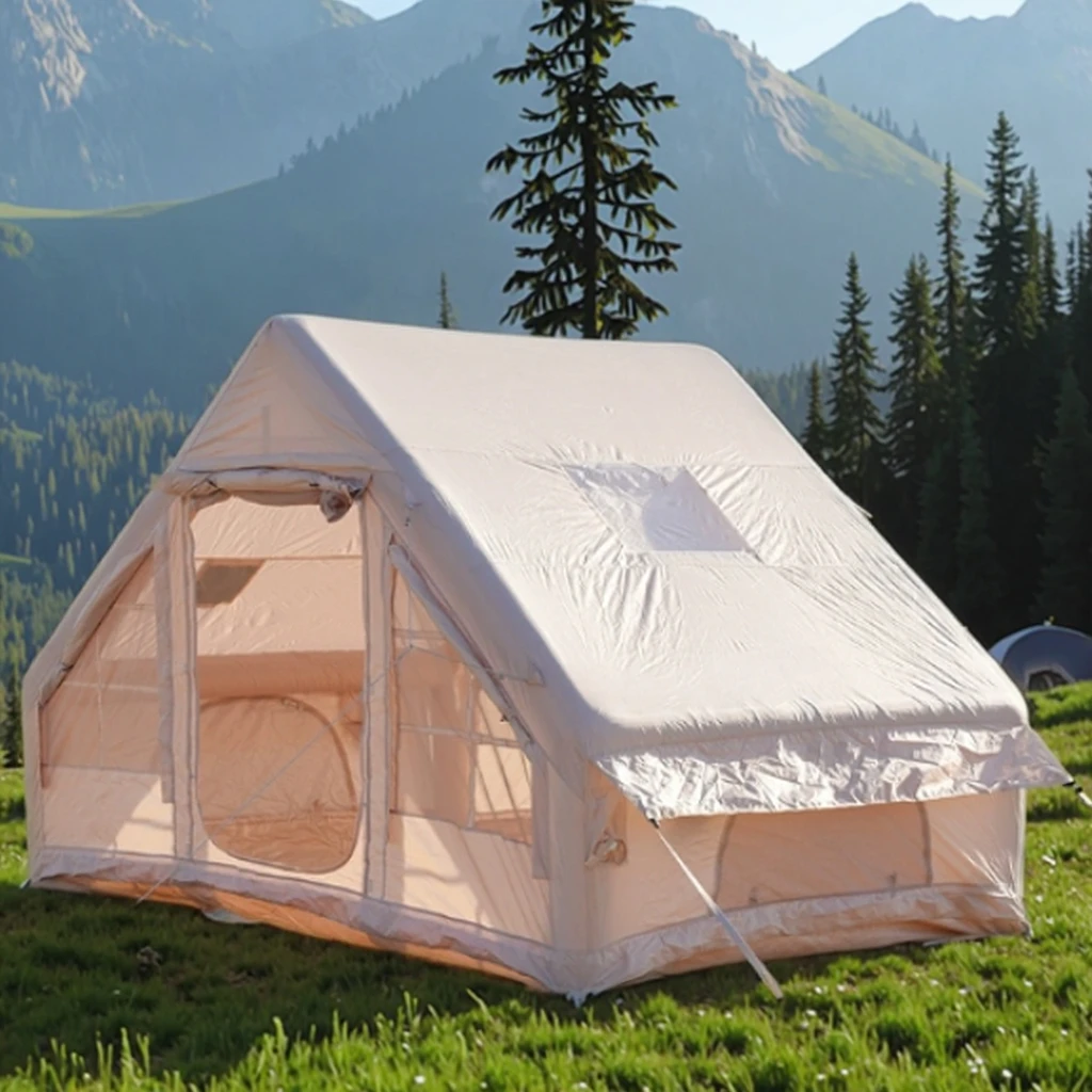 6.3m Outdoor Manual Inflation Portable Camping Tent Oxford Fabric Single Door Light Blocking 4-6 People Capacity