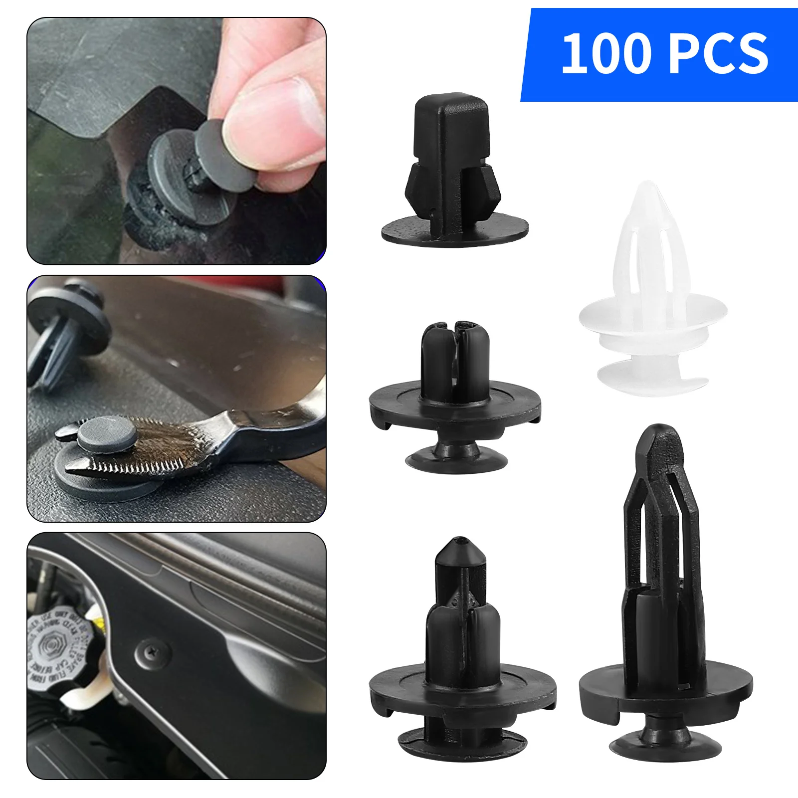 

100Pcs Bumper Fastener Clips Rivet Clamp Trim Body Retainer Car Push Pin Set Trim Body Clip Engine Cover Clip Car Push Pin
