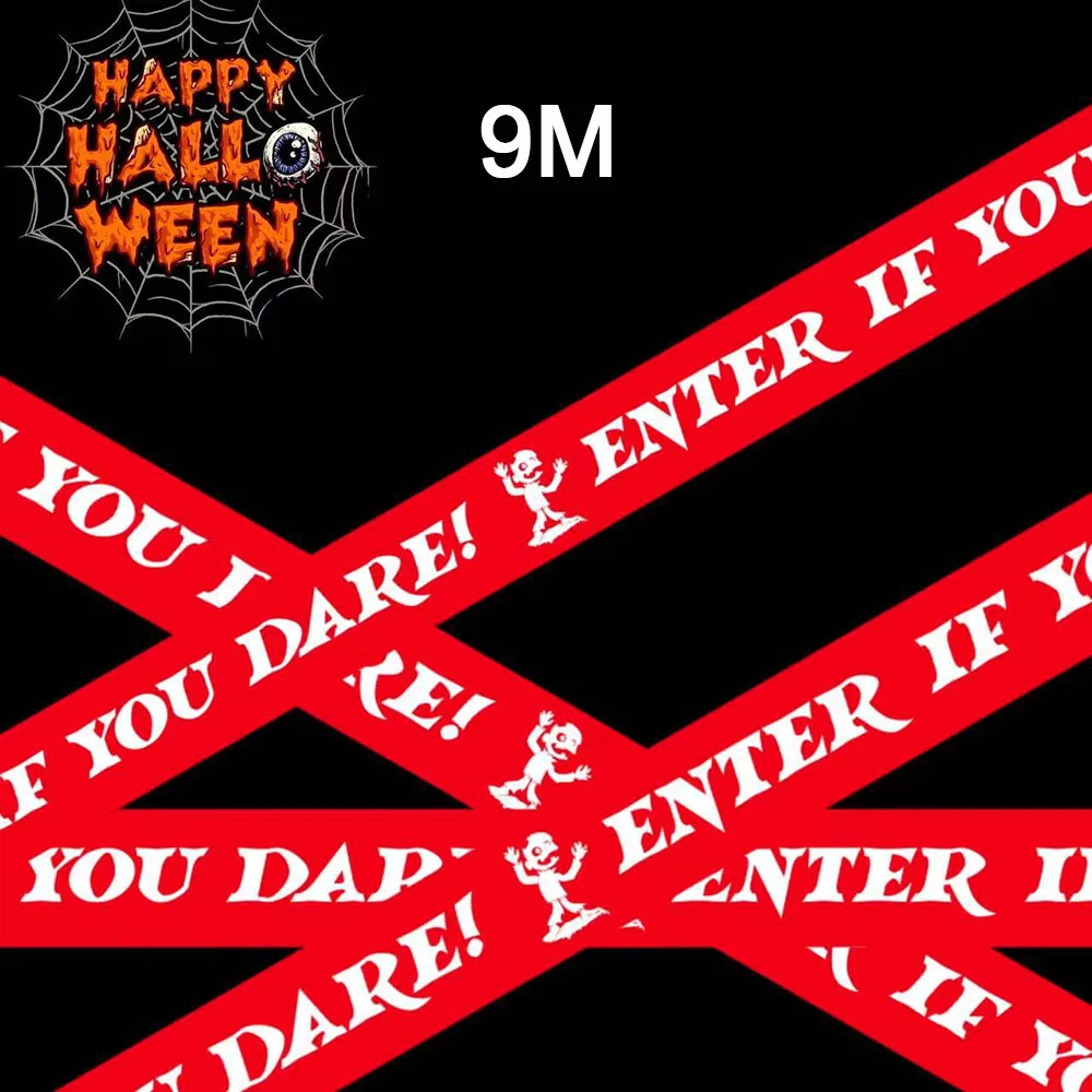 Halloween Warning Tape Signs Banner Halloween Props Window Prop Party Danger Warning Line Halloween Party Decoration Supplies