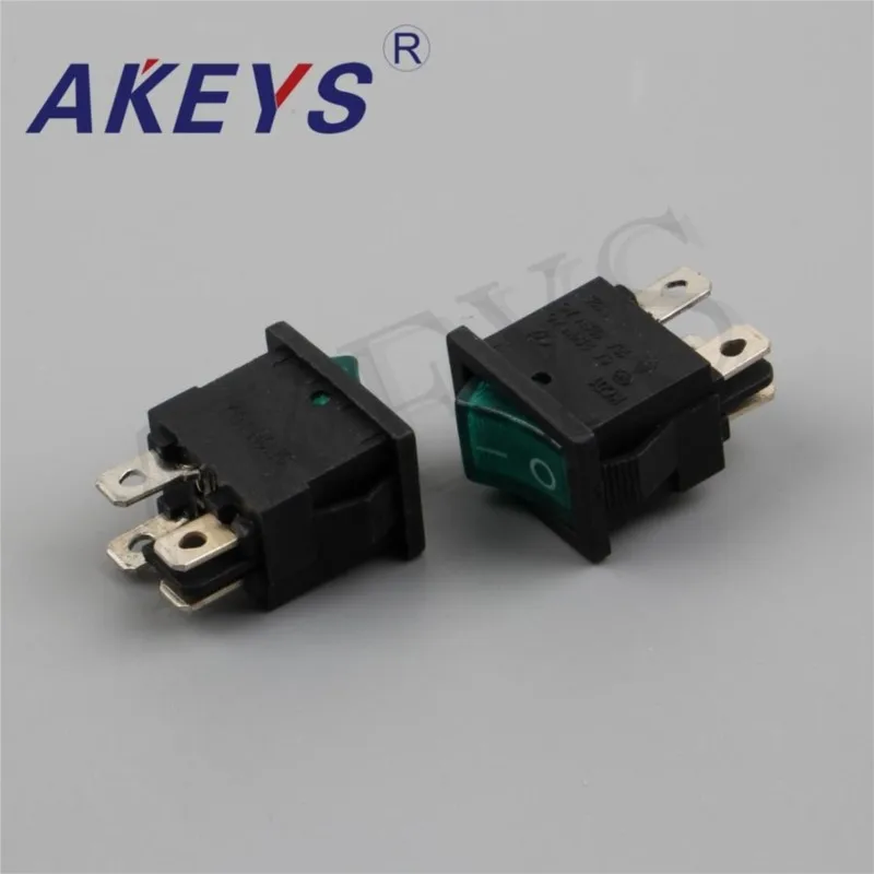 10PCS KCD1-104N-4P 4PINS Power switch rocker switch with Green light for Sewing machine