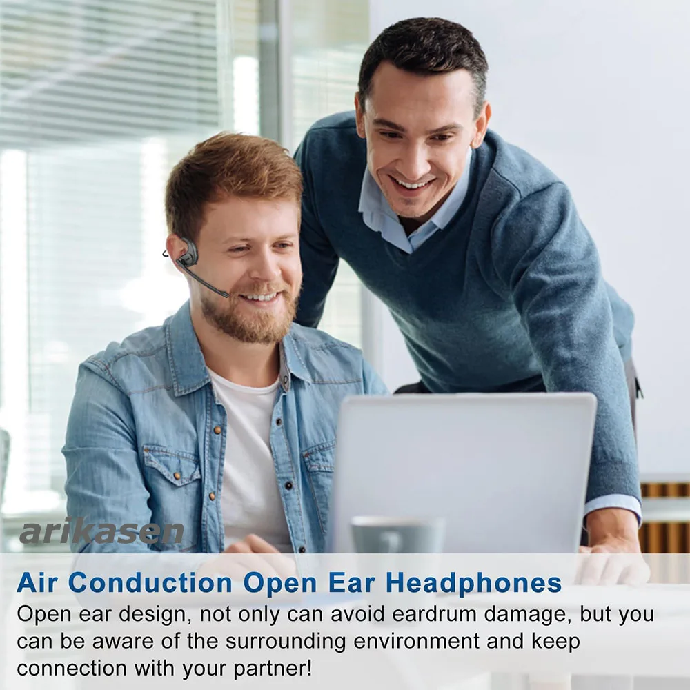 Open-Ear-Kopfhörer mit Mikrofon, Bluetooth-Headset mit KI-Geräuschunterdrückungsmikrofon, Bluetooth 5.4 Air Conduction-Kopfhörer – Detail 13