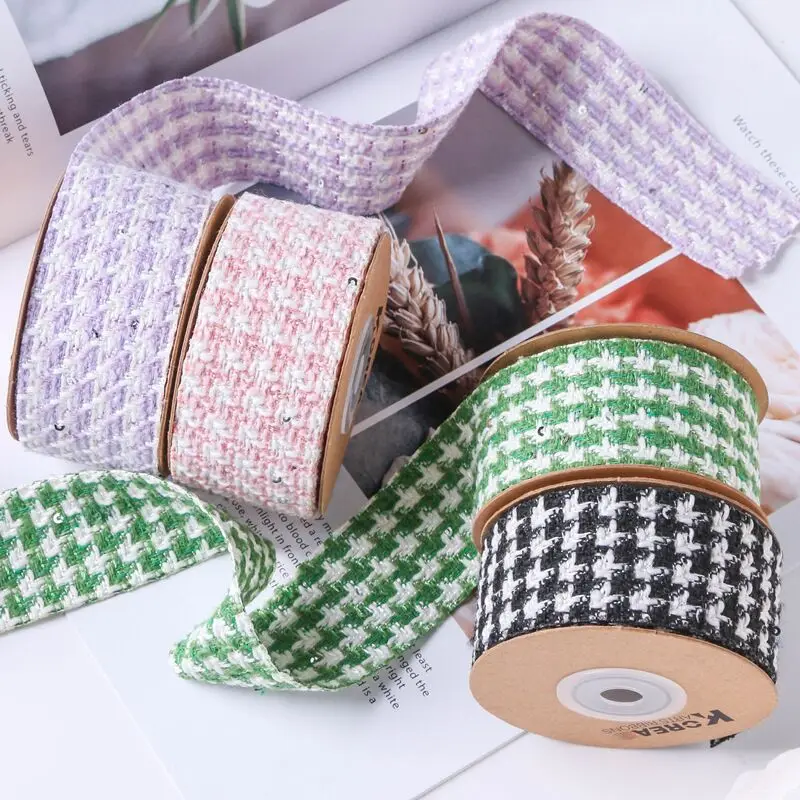 9 Yards 25mm40mm Sweet Plaid Ribbon Handcrafted Materials Headwear Hair Bows Clothing Shoes Hats Home Decoration Sewing