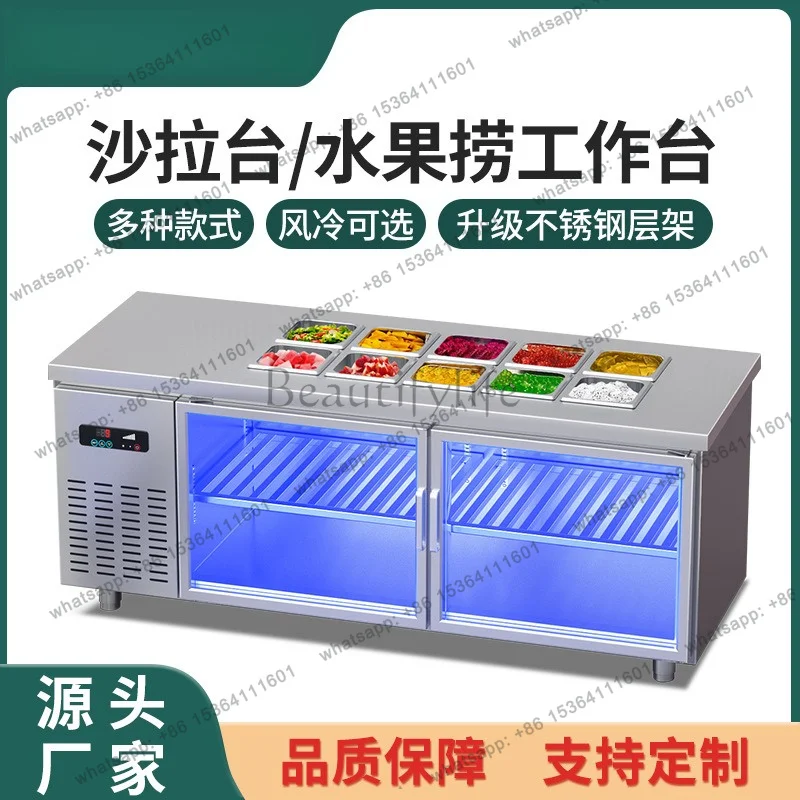 Commercial freezer fruit fishing refrigerated display cabinet kitchen multi-functional slotted fresh-keeping refrigerator