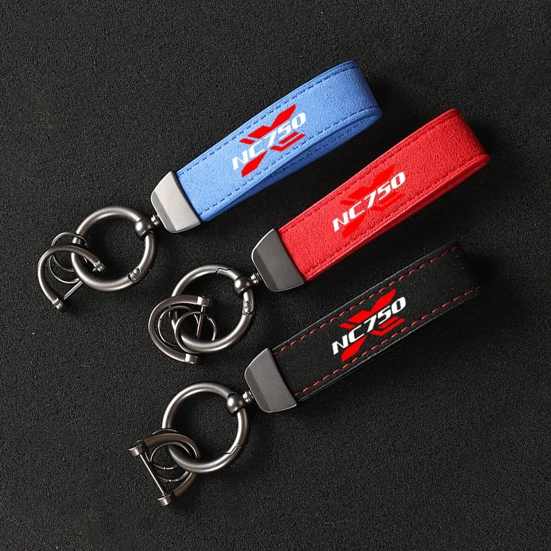 High-Grade Leather Suede Motorcycle Keychain Keyring Key Chains Lanyard Gifts Key Chain For Honda NC750X NC750 X Accessories