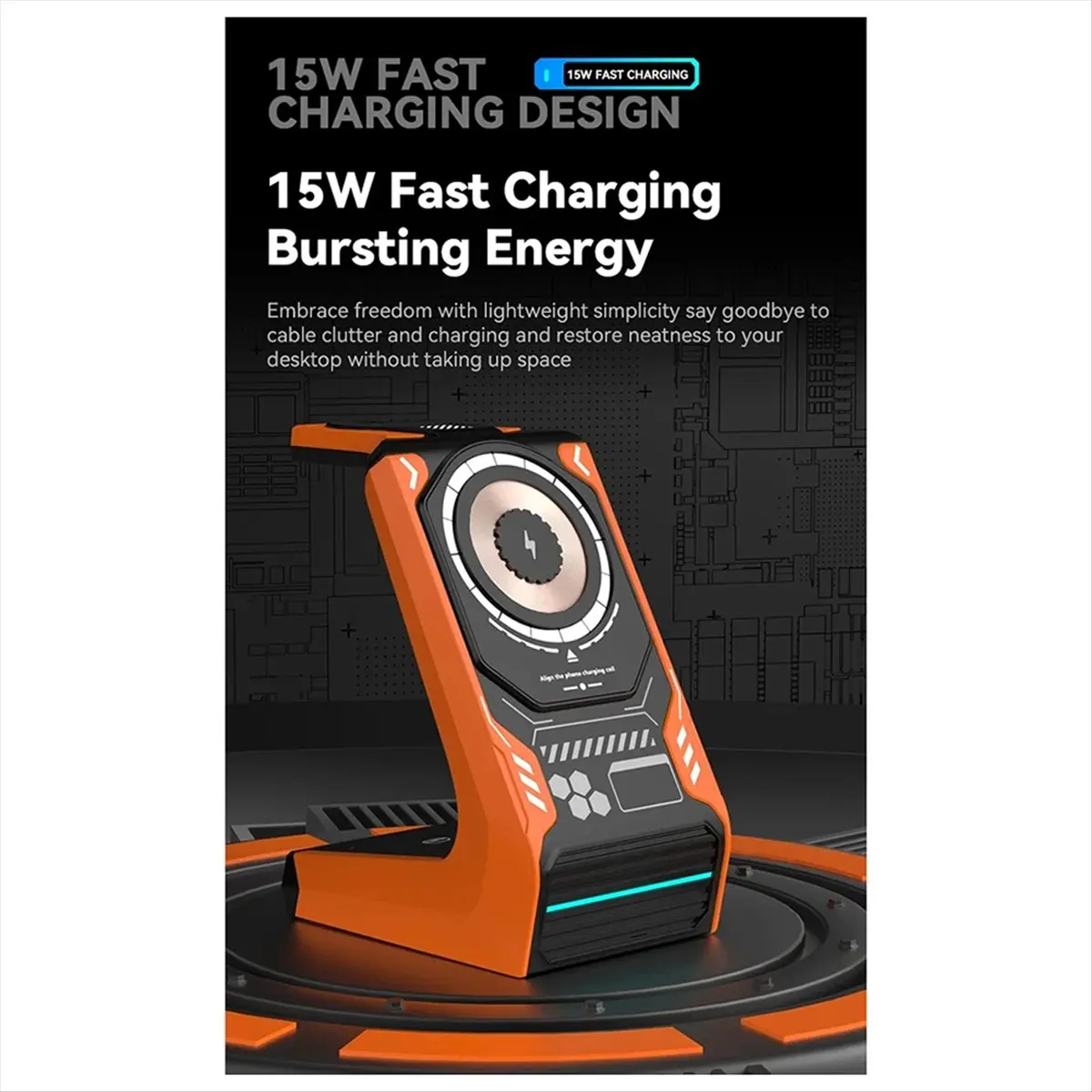 【ELEVATE LIFE】Magnetic Wireless Charger Charging Station 15W Fast Charging Stand for 15 14 13 12 /