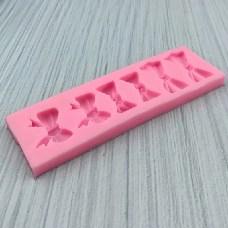 1 piece, six bow shaped cake silicone mold, handmade pastry, drip glue, chocolate, flipped sugar baking mold