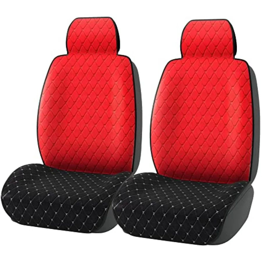 

Linen Car Seat Cover Two Front, Anti-Slip Cotton Seat Cushion for Women, Rhombus Stitch Sideless Front Set Easy Install 30sec,