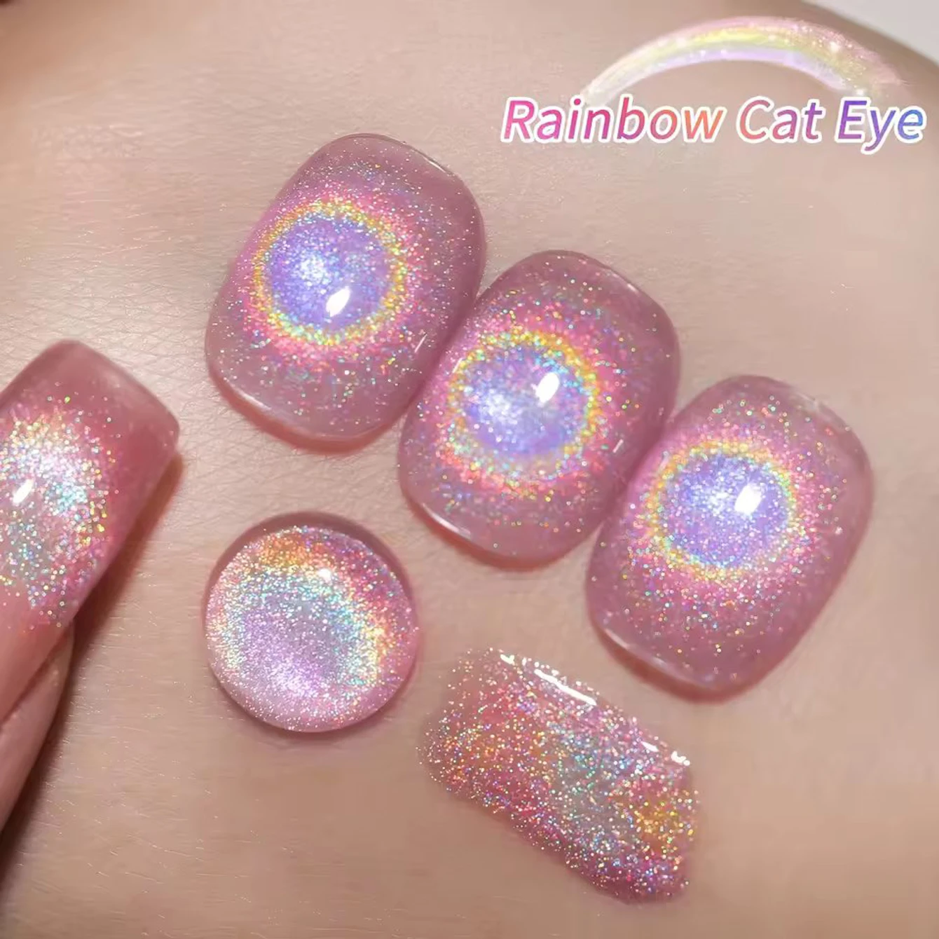 15Ml 1pcs Rainbow Magnet Cat's Eye Gel Nail Polish UV LED Curing Long-acting Fast Drying Nail Art Gel - ideal Gift For women
