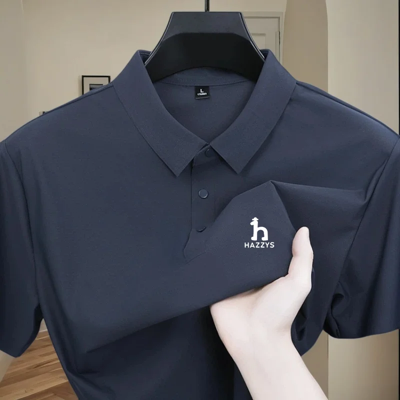 High end brand printed polo shirt short sleeved men's ice silk top summer new cool breathable casual fashion solid color T-shirt