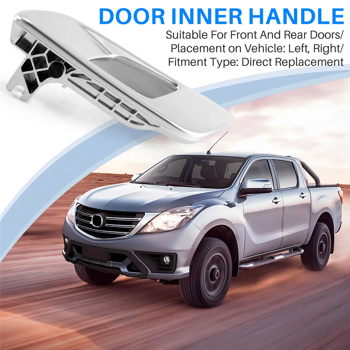 Left Car Interior Door Inner Handle for 2012-2021 Everest 2015-2021 BT50 2012-2019 Silver Grey