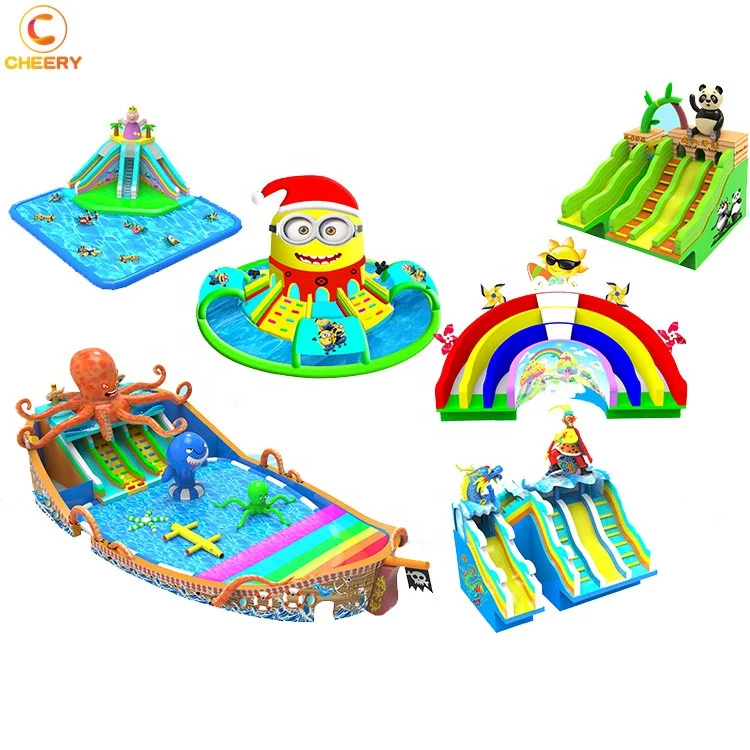 Custom Kiddie Amusement Games Water Large Inflatable Bouncer Slide Commercial Inflatable Dry Slide