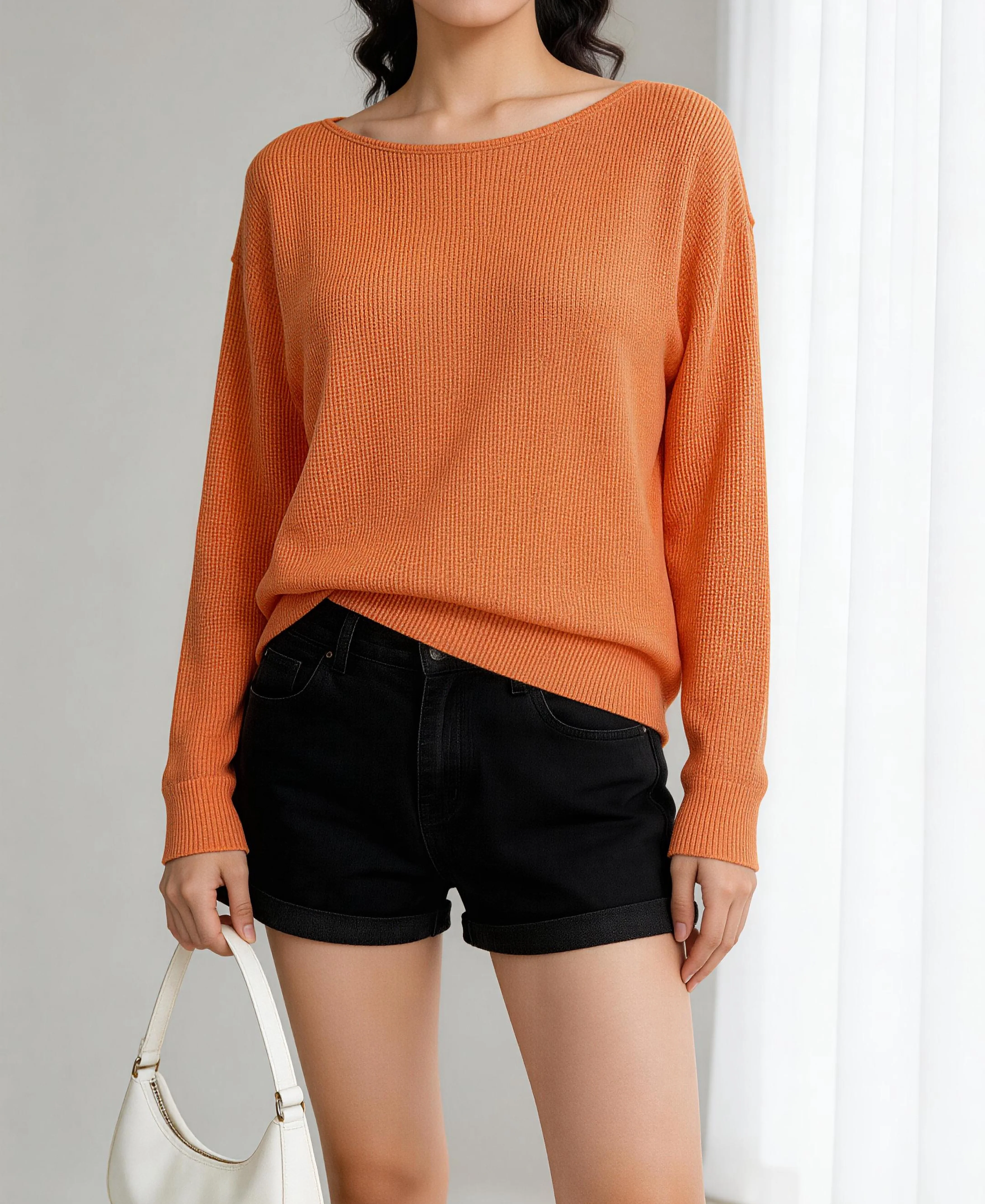 

Plus Size Women's Casual Boat Neck Knit Long Sleeve Pullover, Perfect Choice for Spring and Autumn Outings