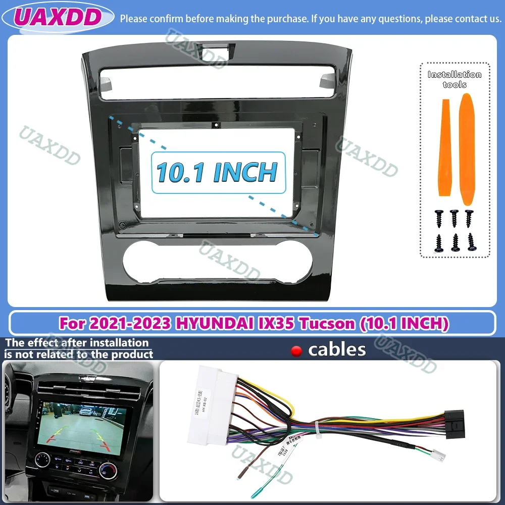 10.1inch Car Radio Fascia for Hyundai Tucson IX35 2021-2023 DVD Stereo Frame Plate CD Mounting Installation Bezel Trim Kit cable