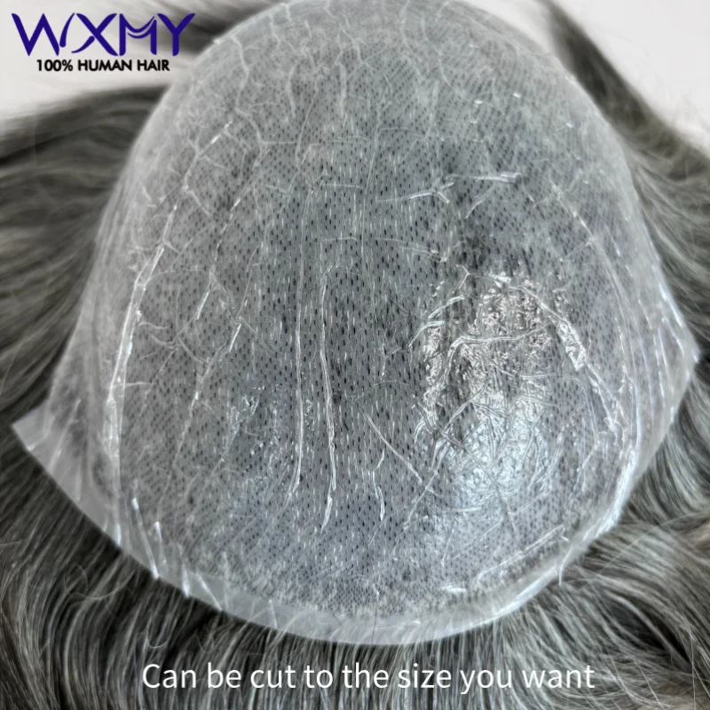 Toupee Man No glue 0.08mm Pu Base Thin Skin Hair System Antibacterial Male Hair Prosthesis Natural Human Hair Men's Wigs Systems