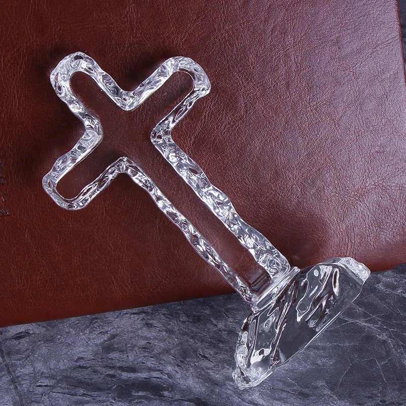 K9 Crystal Glass Cross Figurine Christ Catholic Decoration Church Christening Baptism Favors Gifts Home Decor