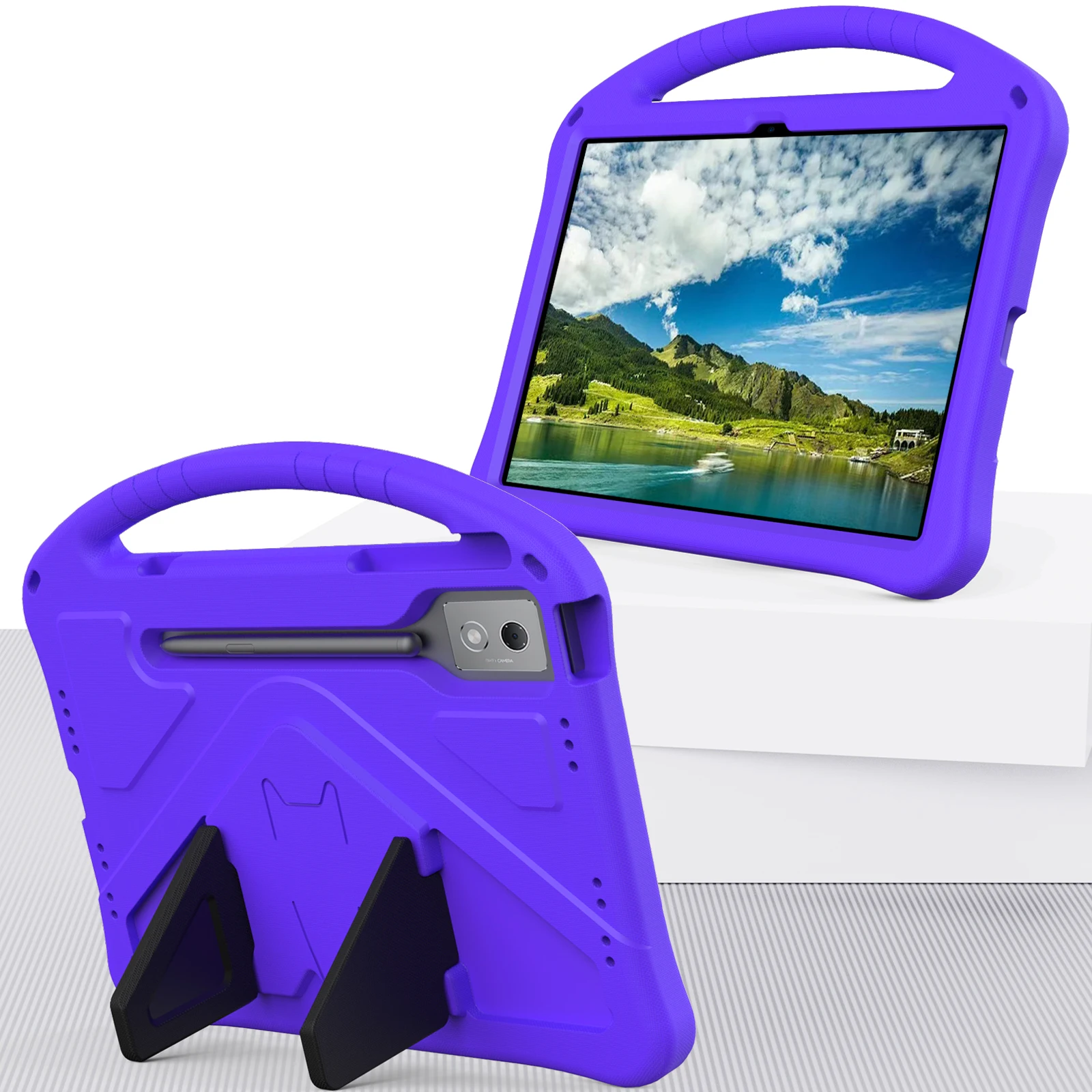 For Lenovo Idea Tab Pro (TB-373FU) Case EVA Tablet Cover with Handle Kickstand Children Friendly - Purple