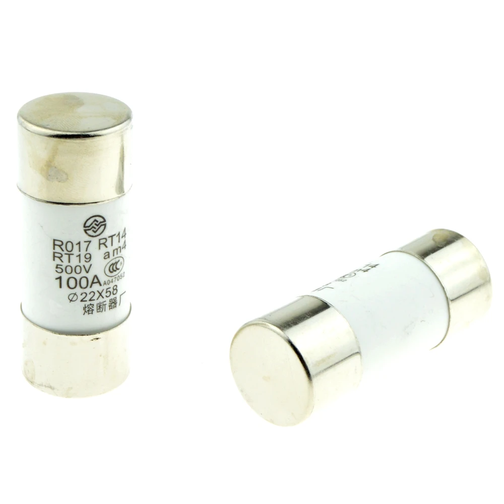 2 PCS AC 500V 32A~125A Amp 22x58mm Electronic Quick Fast Blow Acting Cylindrical Ceramic Fuses Links 22*58mm RO17 RT14 RT19 am4