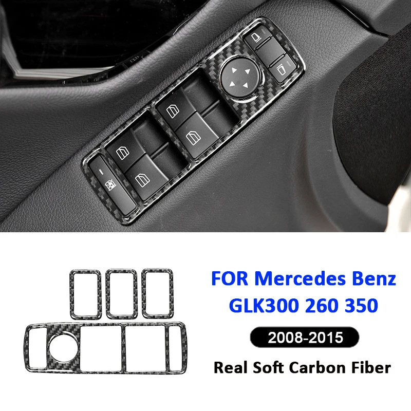 

Carbon Fiber Car Power Window Lift Switch Buttons Panel Trim Frame Decoration Sticker For Mercedes Benz GLK300 260 350 2008-2015