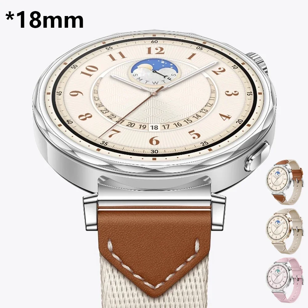 Women Leather Strap for Huawei Watch GT5 GT4 41mm Smart Watch 18mm Bracelet for Huawei GT5 Pro 42mm Garmin Venu 3S 2S Slim Band