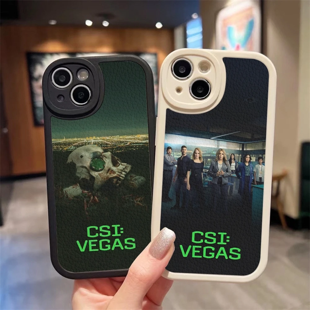 CSI LAS VEGAS Phone Case For Iphone 16 15 14 Pro Max 13 12 11 Mini Xs Puls Lambskin Silicone Cover