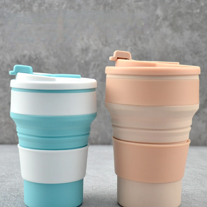 350ML 500ML Silicone Foldable Water Cup Portable Travel Sports Outdoor Camping Coffee Cup Accompanying Water Cup Drop Shipping