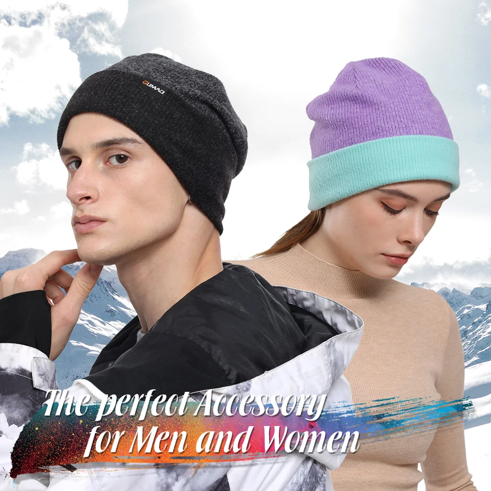 Winter Thermal Hats Knitted Beanies Windproof Ski Snowboard Ear Warmer Outdoor Sport Running Skullies Soft Slouchy Cap Men Women