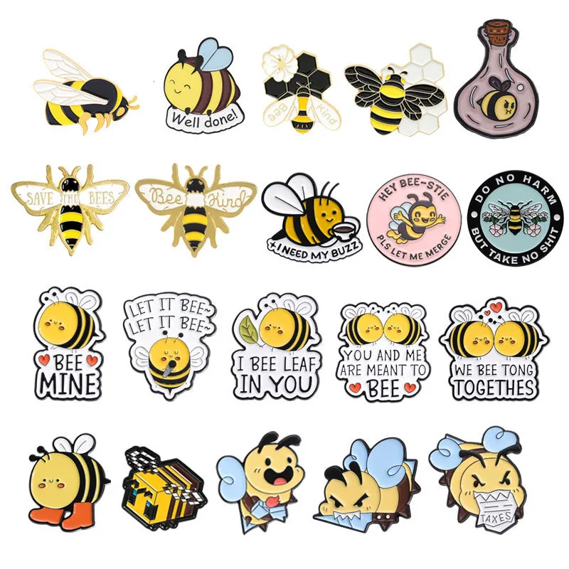 bee game amine Enamel Pin Funny Brooch Cartoons Badge for Bags Jeans Hoodies Denim Lapel Pin Jewelry Kids Best Gift