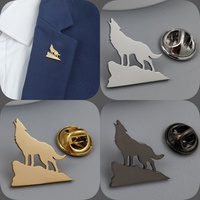 Uphill Howling Wolf gold-plated badge, women's anti-exposure buttons, suit lapel pins, collar brooches, formal accessories