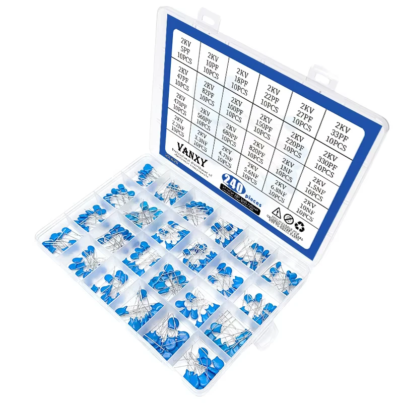 24 values kit 2KV High voltage Ceramic Capacitor 10 18 20 22 27 30 33 47 56 82 100 220 330 470 560 PF P 1 1.5 2.2 3.3 4.7 10 NF