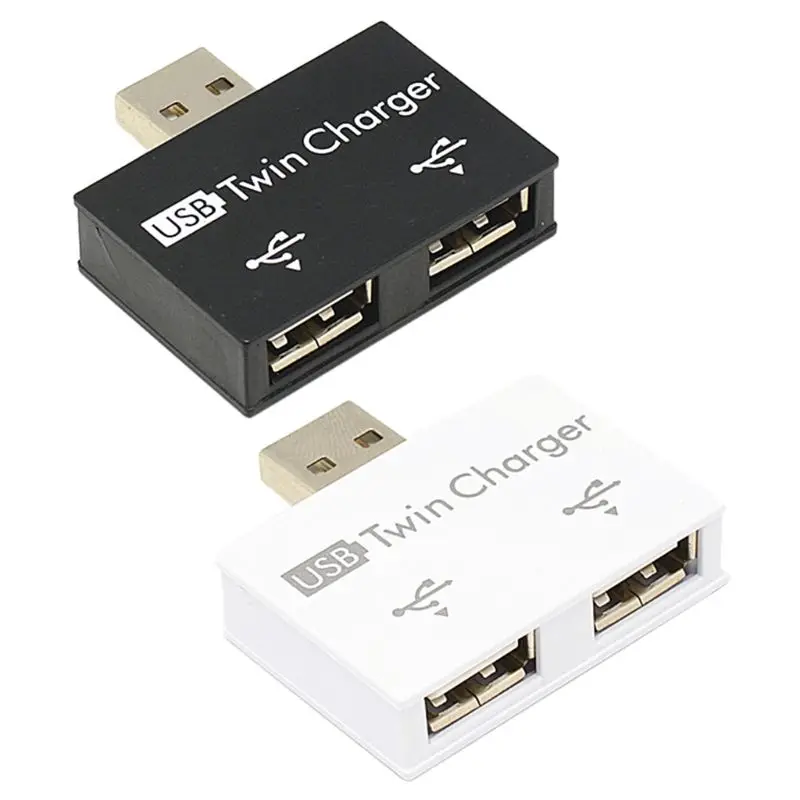 Twin Dual 2Port USB Splitter USB Hub 2 Port Adapter for Phone PC 594A