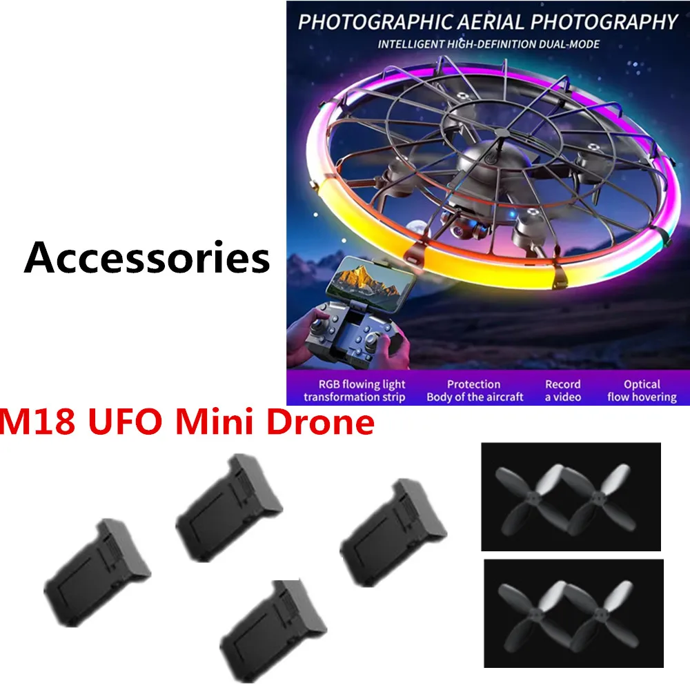 

M18 UFO Mini Drone Accessories Battery 3.7V / Propeller Maple Leaf / Use For M18 UFO Mini Drone Spare Parts M18 Drone Battery