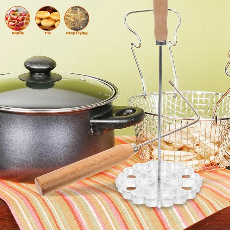 Molde De Waffle De Alumínio Com Alça, Fabricante De Roseta Sueco, Biscoito Timbale ettes