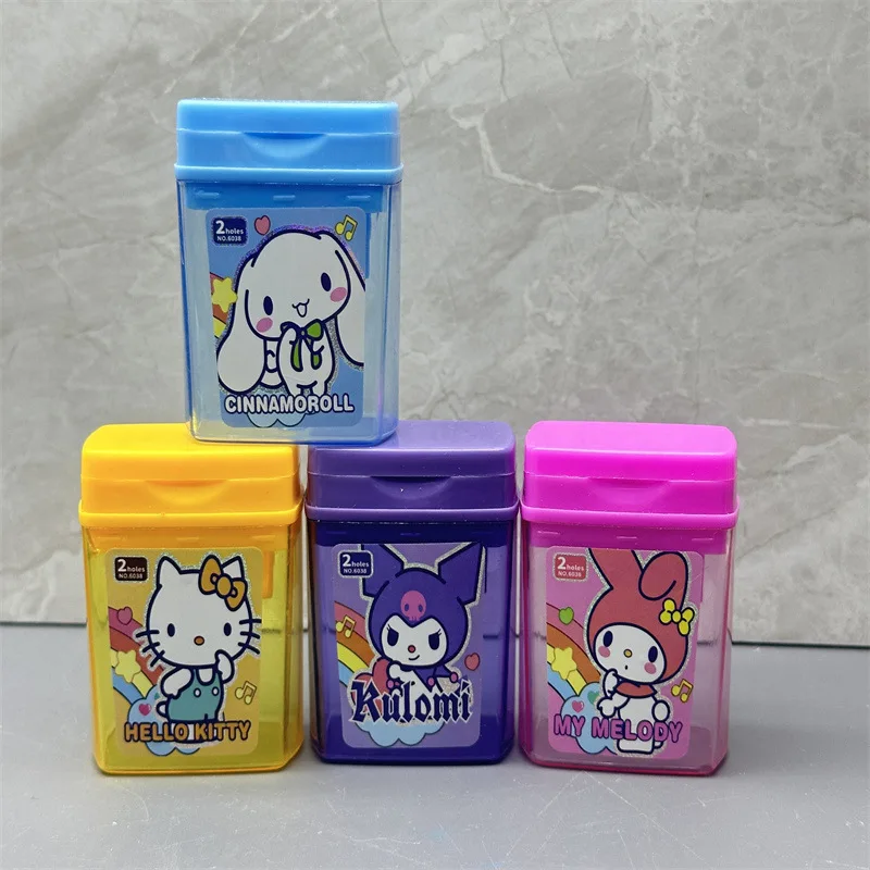 Imagem -02 - Sanrio Kuromi Lápis Sharpener Double Hole Lápis Sharpener Estudante Papelaria Suprimentos Prêmio de Atacado Novo 48 Pcs por Caixa 2024