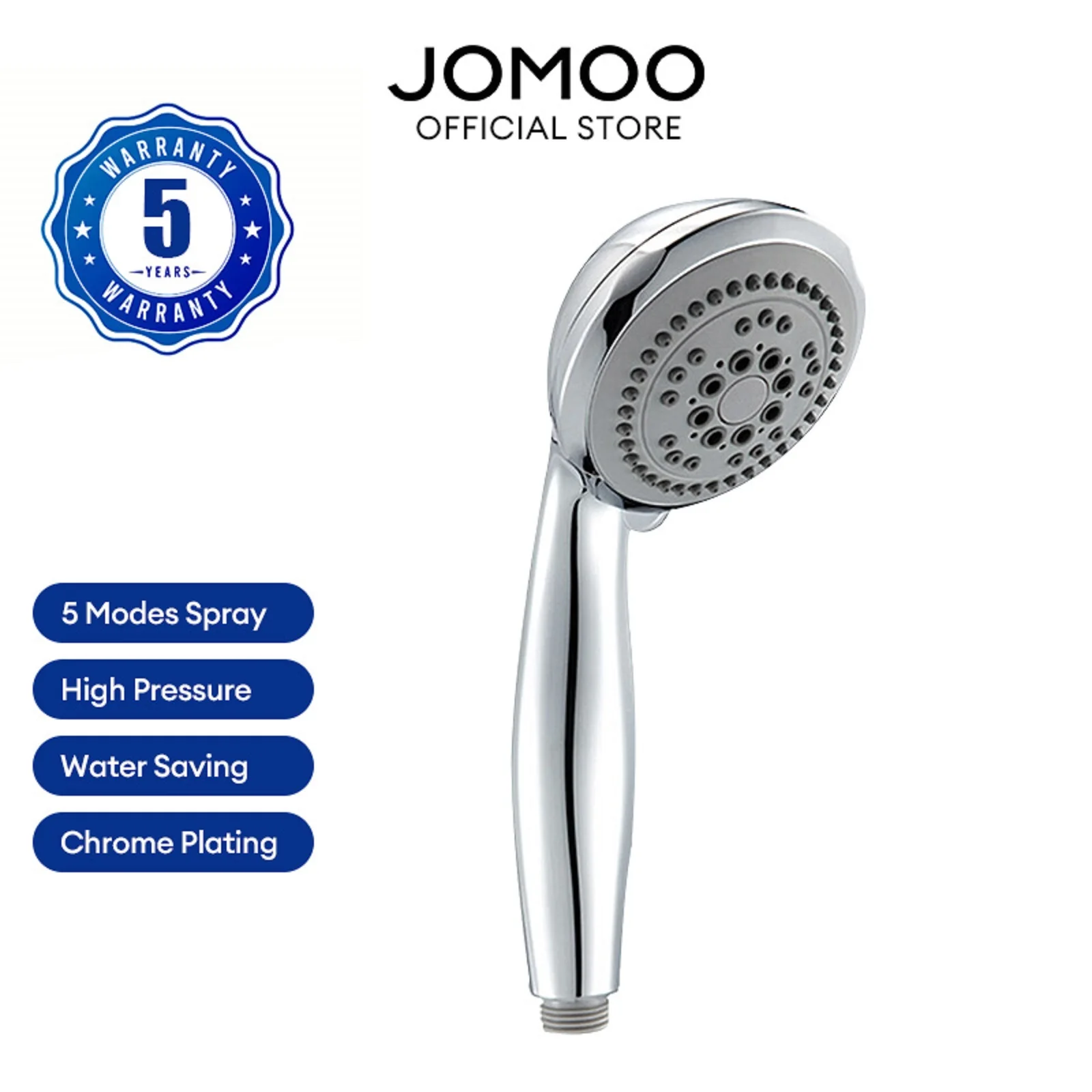 JOMOO High Pressure Shower Head with 5 Massage Setting Modes Adjustable Water Saving Handheld Shower Head Bathroom Accessories