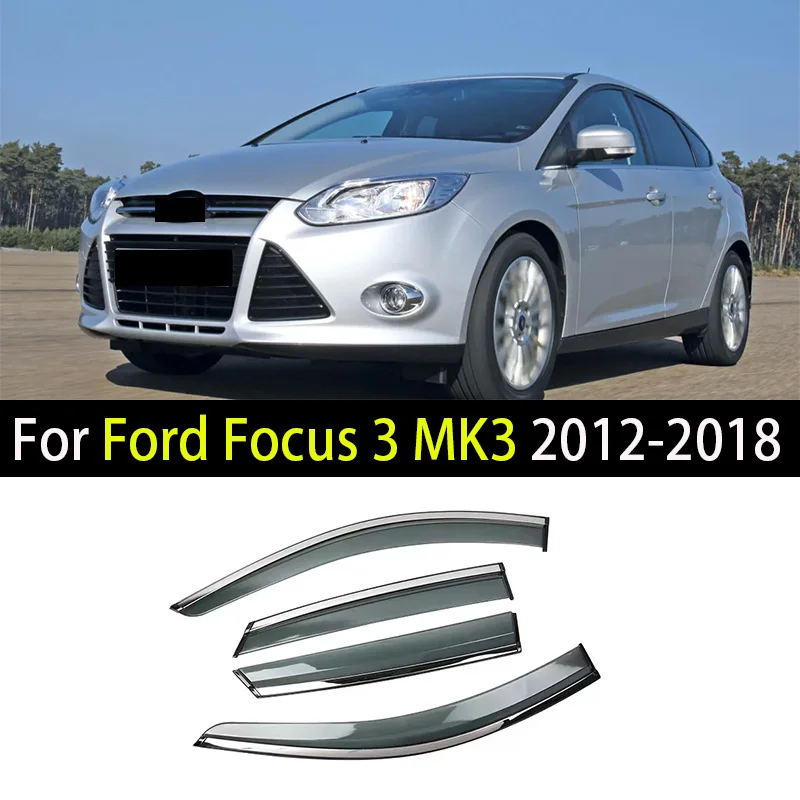 Car Window Visor For Ford Focus 3 MK3 2012 2013 2014 2015 2016-2018 Deflectors Window Rain Guard Weathershield Sun Rain Guard