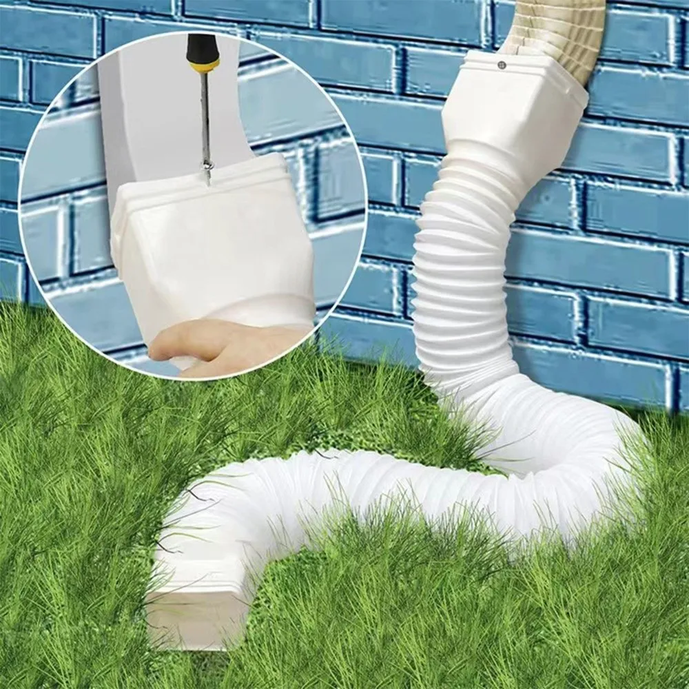 Retractable Rain Gutter Downspout Extensions Rainwater Drainage with Screws Flexible Drain Downspout Adjustable