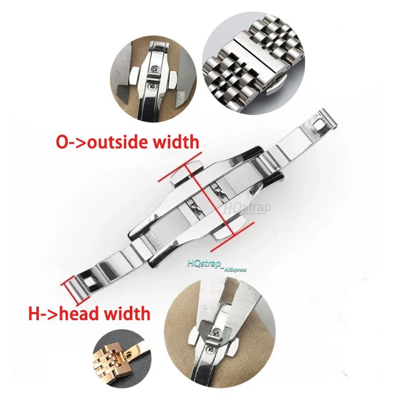 Polished Stainless Steel Buckle Watch Band Button Butterfly Clasp Double Press Folding Buckles Universal Strap Watch Accessories