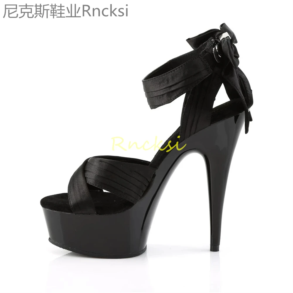 15cm The new sandal catwalk with stiletto buckle and high heel sexy temperament is versatile in summer.