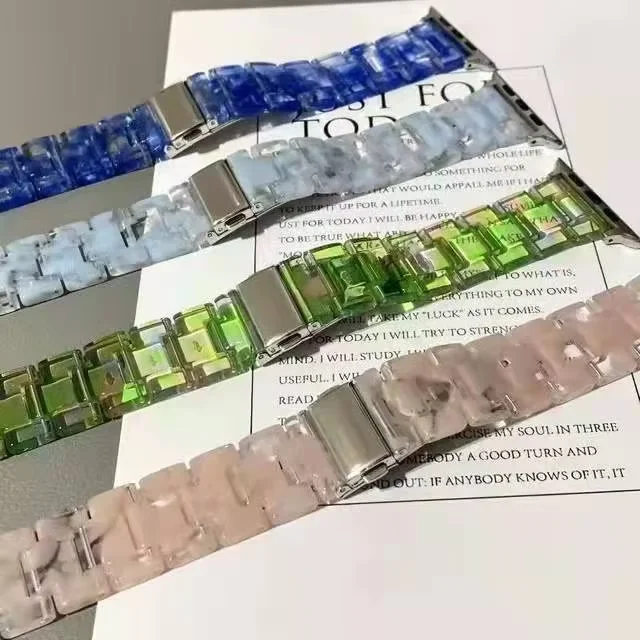 Harz-Uhrenarmband für Apple Watch 6 5 4 Band 42 mm 38 mm transparenter Correa-Gürtel für iWatch 6 Serie 5 4 3/2 Armband 44 mm 40 mm – Detail 2