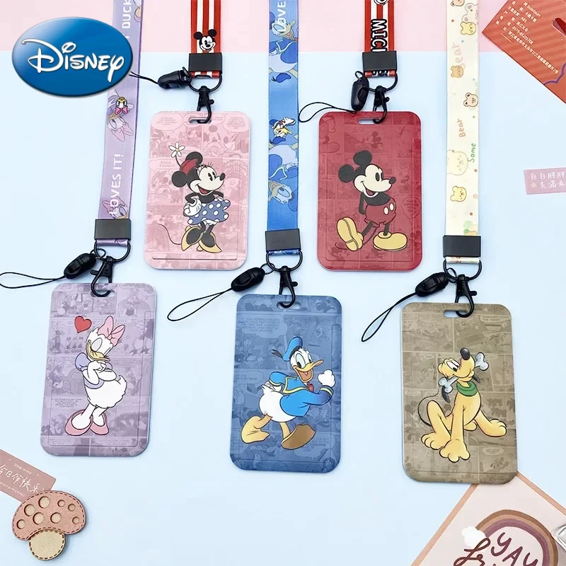 Disney Mickey ID Badge Card Holder Lanyard Lovely Girls Door Card Case Neck Strap Boy Credit Card Holder Credentials Accessories